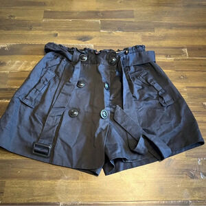Deep or Shallow Black Skirt Skort Shorts Bow Tie Faux Button Whimsygoth Punk